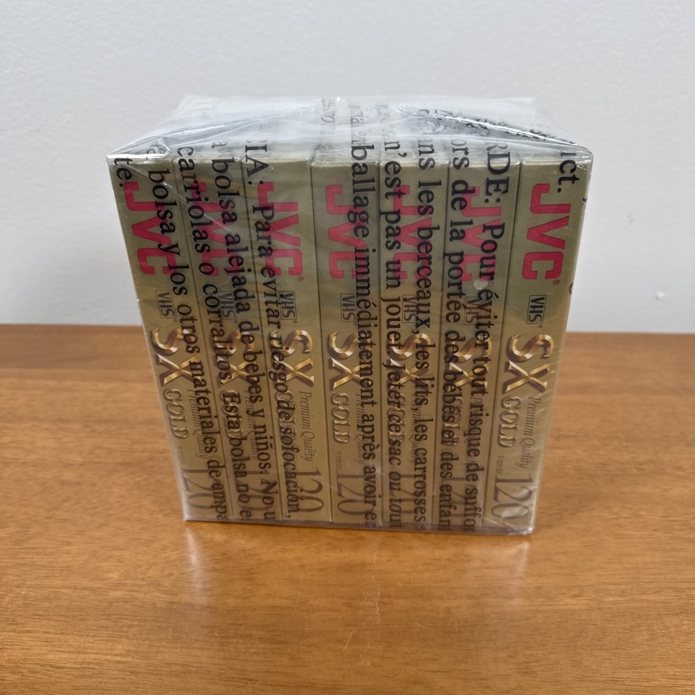 JVC Lot of 7 Premium Quality 6 Hrs T-120 SX Gold VHS Tapes Factory Sealed
